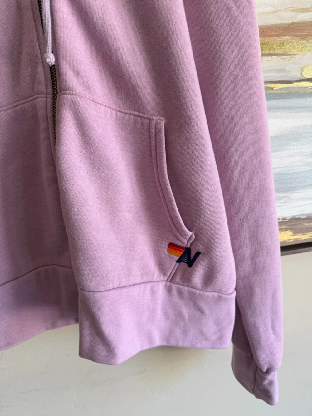 Aviator Nation 5 Stripe Full Zip purple Hoodie,size L - Picture 4 of 6